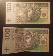 Dwa banknoty 100 zł. Ciekawy numer - 666