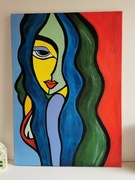 Obraz kobiety abstrakcja dekoracja kolory