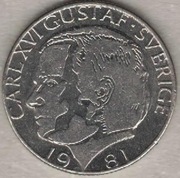 Szwecja 1 korona krona 1981, 25 mm