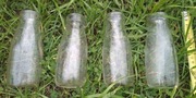 Stare cztery butelki do śmietany / Vintage PRL
