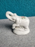 Porcelanowa mała figurka słoń PRL słonik biały