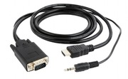 Kabel adapter Gembird HDMI do VGA + audio 1,8m