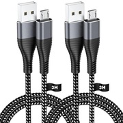 2x kabel do ładowania mikro-USB, przewód nylonowy, 3m