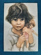 Muszyńska Zamorska pocztówka dziewczynka z lalką