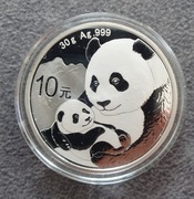 2019 Panda Chiny 10 Yuan srebrna uncja