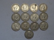 Wielka Brytania 13 monet 1 shilling 1953-1966 rok każda inna-L014