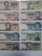 51#N 10 BANKNOTÓW PRL OD 20 ZŁ DO 10.000 TYSIĘCY 