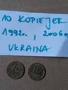 Monety 10 kopiejek 1992r, 2006r. Ukraina monety 
