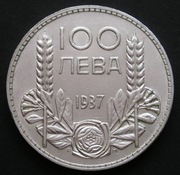 Bułgaria 100 lewa 1937 - Borys III - srebro