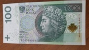 Banknot 100 zł   ciekawy numer