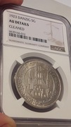 5 Guldenów 1923 Gdańsk WMG PCGS NGC AU Details Piękne!