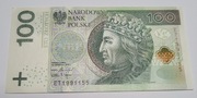 Banknot 100 zł ciekawy numer ET1991155