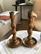 Drewniane rustykalne barokowe świeczniki