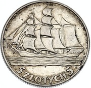 5 złotych 1936  Żaglowiec - UNC