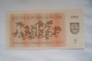 BANKNOT Litwa  1 Talonas 1991 r. seria LF
