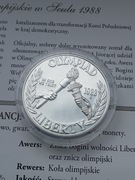 USA 1 Dollar 1988 r Olimpiada srebro + certyfikat 