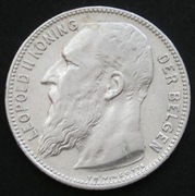 Belgia 1 frank 1909 - król Leopold II - srebro