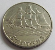 5 złotych Żaglowiec 1936 r. (1) Ag oryginał