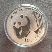 2001 Panda Chiny 10 Yuan srebrna uncja