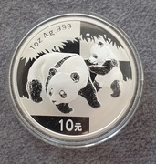 2008 Panda Chiny 10 Yuan srebrna uncja