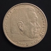 Niemcy (III Rzesza), 5 marek, 1936 rok, Ag 0,900