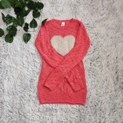 C&A Długi sweter z sercem o warkoczowym splocie