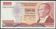 Turcja 20000 lirasi 1970 - stan bankowy UNC