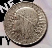 Moneta obiegowa II RP głowa kobiety 5zl 1933r zzm 
