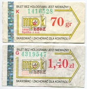 Bilet MPK  Łódź - 70gr, 1.40zł