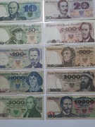 265N' 10 BANKNOTÓW PRL OD 10 ZŁ DO 10.000 TYSIĘCY 