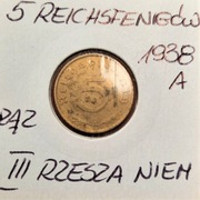  5 Reichsfeniów 1938 A  III RZESZA - Niemcy 