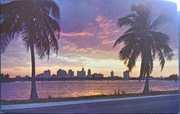 Pocztówka Zachód Słońca Miami Floryda USA 