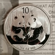 10 yuan 2009 Panda, Fabulous uncja srebro 999
