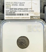 Moneta quattrino papież Leon X - grading NGC GCN 