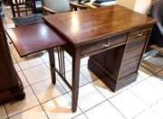 Małe powojenne biurko dębowe z roletą i krzesłem