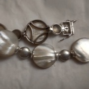 Srebro 925 piękna bransoleta macica perłowa 34,10g
