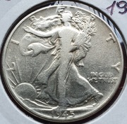 1/2 Dolara Walking Liberty 1945 ,USA , Ag900