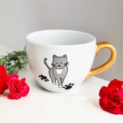 duży kubek z kotem na prezent na herbatę handmade