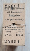 Bilety PKP,Zajezierce-Białystok,oryginalne,100szt.