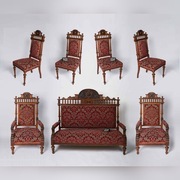 KOMPLET - kanapa fotele krzesła - końc. XIX w.