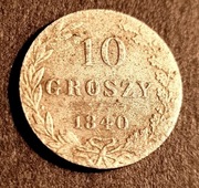 10 groszy 1840 rok,MW ,Królestwo Kongresowe,Ładna