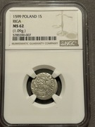 1599 szeląg Ryga NGC MS 62 srebro