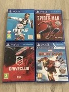Gry PS4 SPIDERMAN, IRON MAN, DRIVECLUB oraz FIFA19