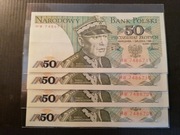 50zl 4 banknoty kolejne numery z 1988r