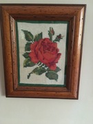 Obraz haft krzyżykowy kwiat róża  25x22  cm  