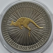 1 Dolar 2016 kangur 1 oz Ag 999 - złocenie Au 999 BLACK RUTHEN