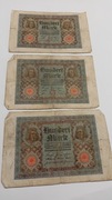 100 Marek 1920 rok Niemcy zestaw 3 sztuki 