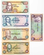Banknoty Jamajka 5 szt. - dolary
