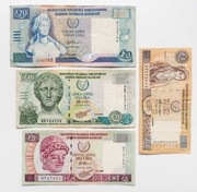 Banknoty Cypr 1, 5, 10, 20 funty cypryjskie, zestaw 4 szt. 