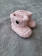 Buciki niechodki niemowlęce handmade różowe